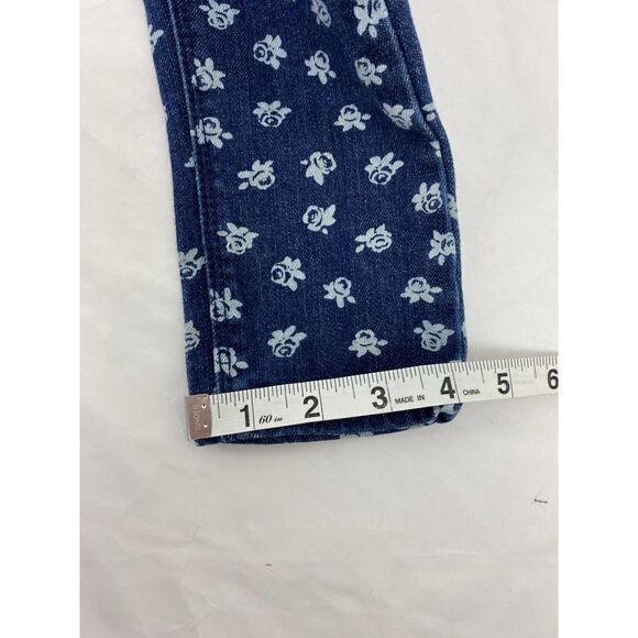 Osh Kosh B'Gosh Rose Print Jeans Blue Denim Adjustable Waist - Todder Size 2T - Picture 9 of 9